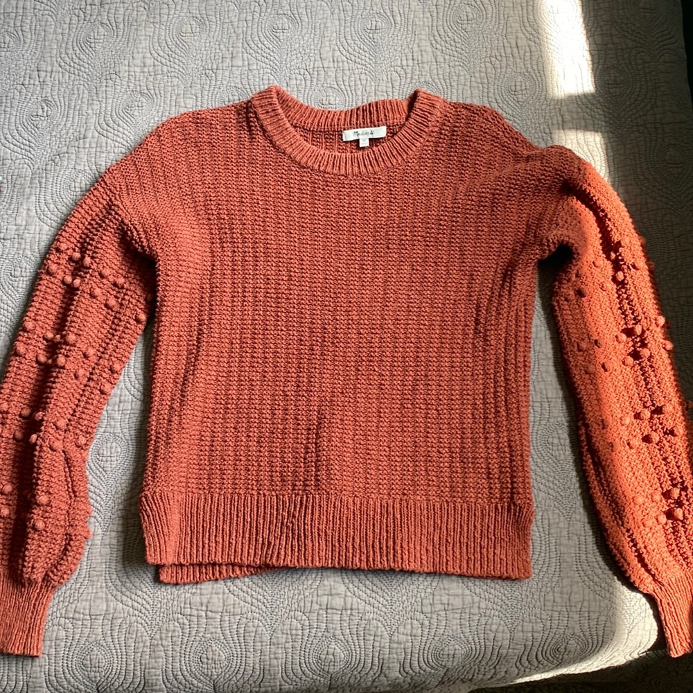 Madewell Burgundy Pom Pom Sweater